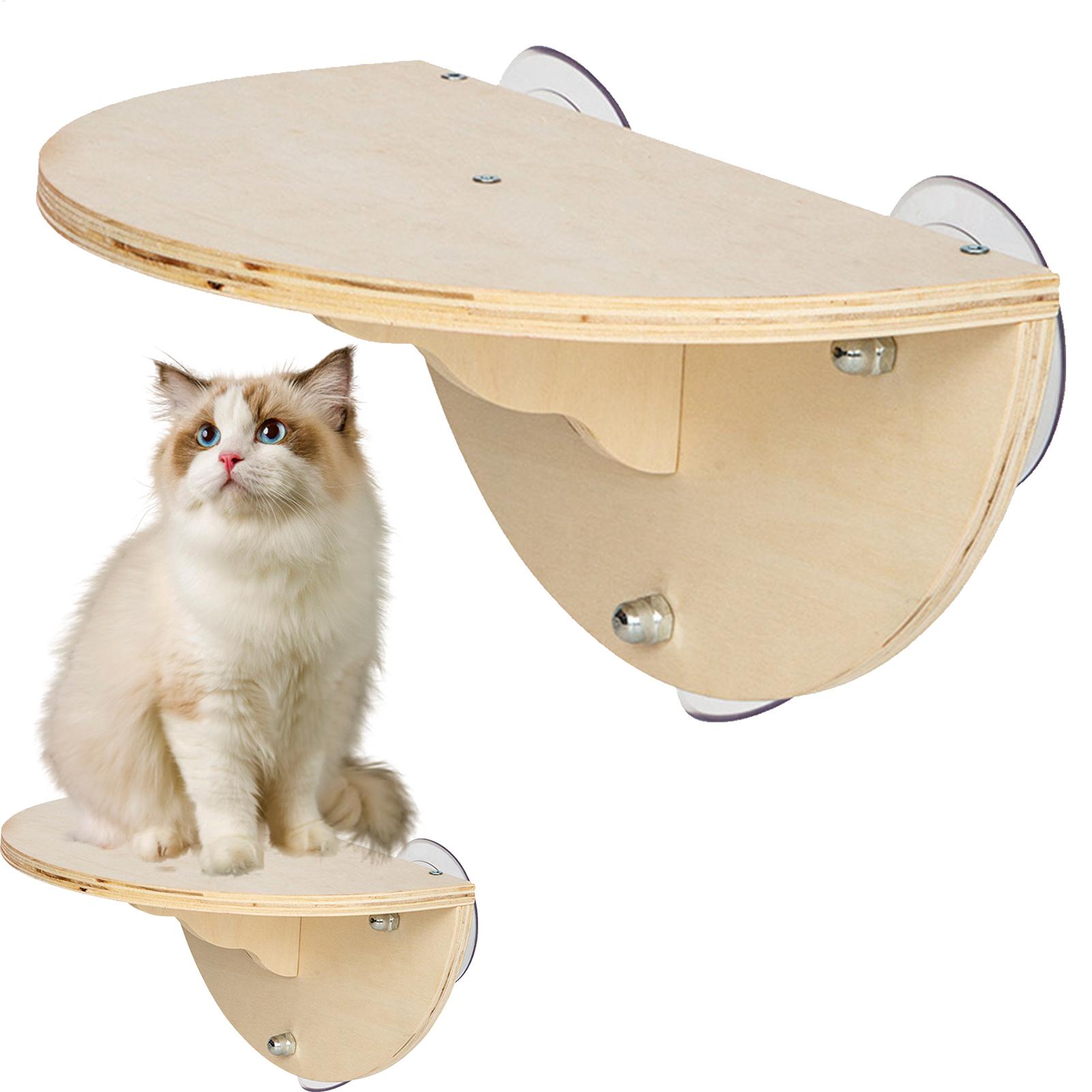 Cat Window Perch - ที่นั่งแมวติดหน้าต่าง ประหยัดพื้นที่ ที่นั่งแมวแบบติดหน้าต่าง ชั้นวางไม้สำหรับแมวปีนป่าย พร้อมถ้วยดูด 3
