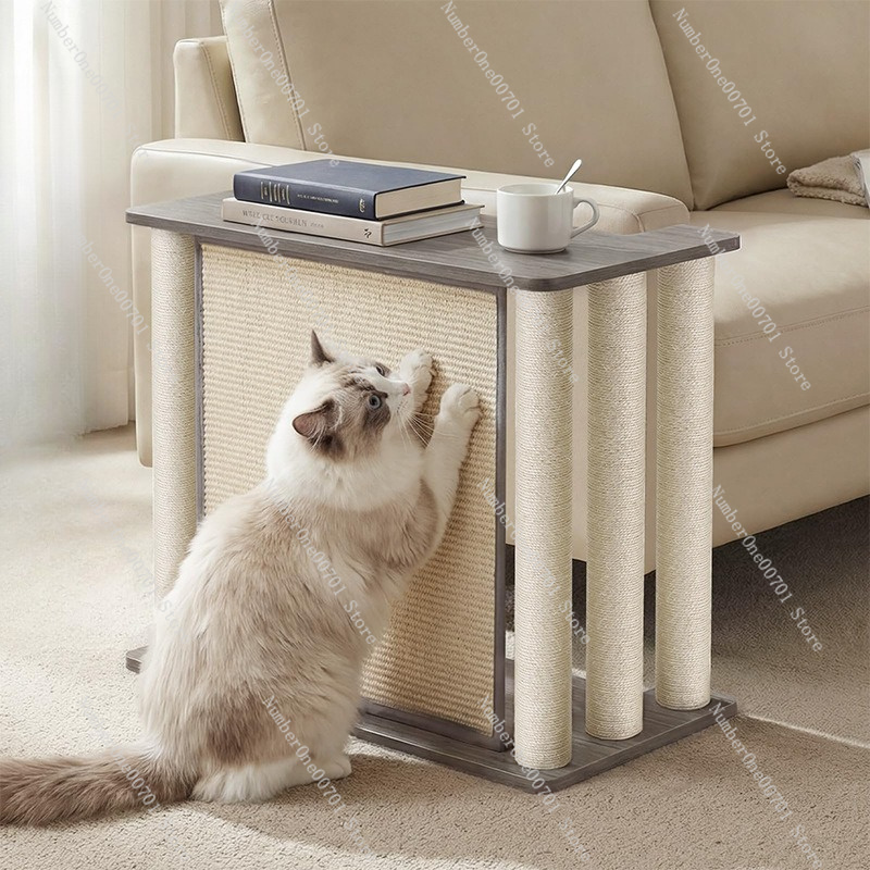 Cat Scratching Post - โต๊ะวางของรูปทรงอุ้งเท้าแมวพร้อมที่ลับเล็บและเสาข่วนเล็บ เฟอร์นิเจอร์สำหรับแมวพักผ่อนข้างโซฟาในบ้าน สำหรับการลับเล็บประจำวัน