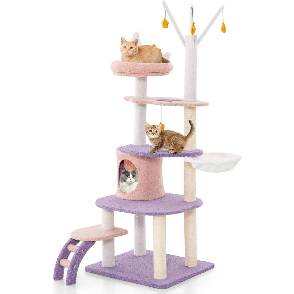 Cat Scratching Post - เสาแมวหลายชั้นขนาด 62 นิ้ว พร้อมคอนโด ที่ลับเล็บ บันได