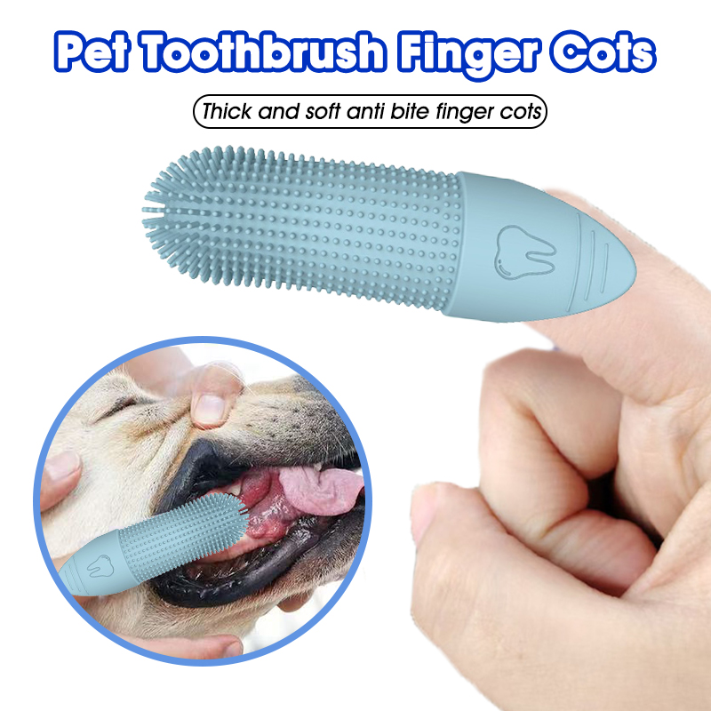 Dog Muzzle Silicone - ชุดแปรงสีฟันนิ้วสำหรับสุนัขและแมว เกรดอาหาร ซิลิโคนนุ่ม 360 องศา °