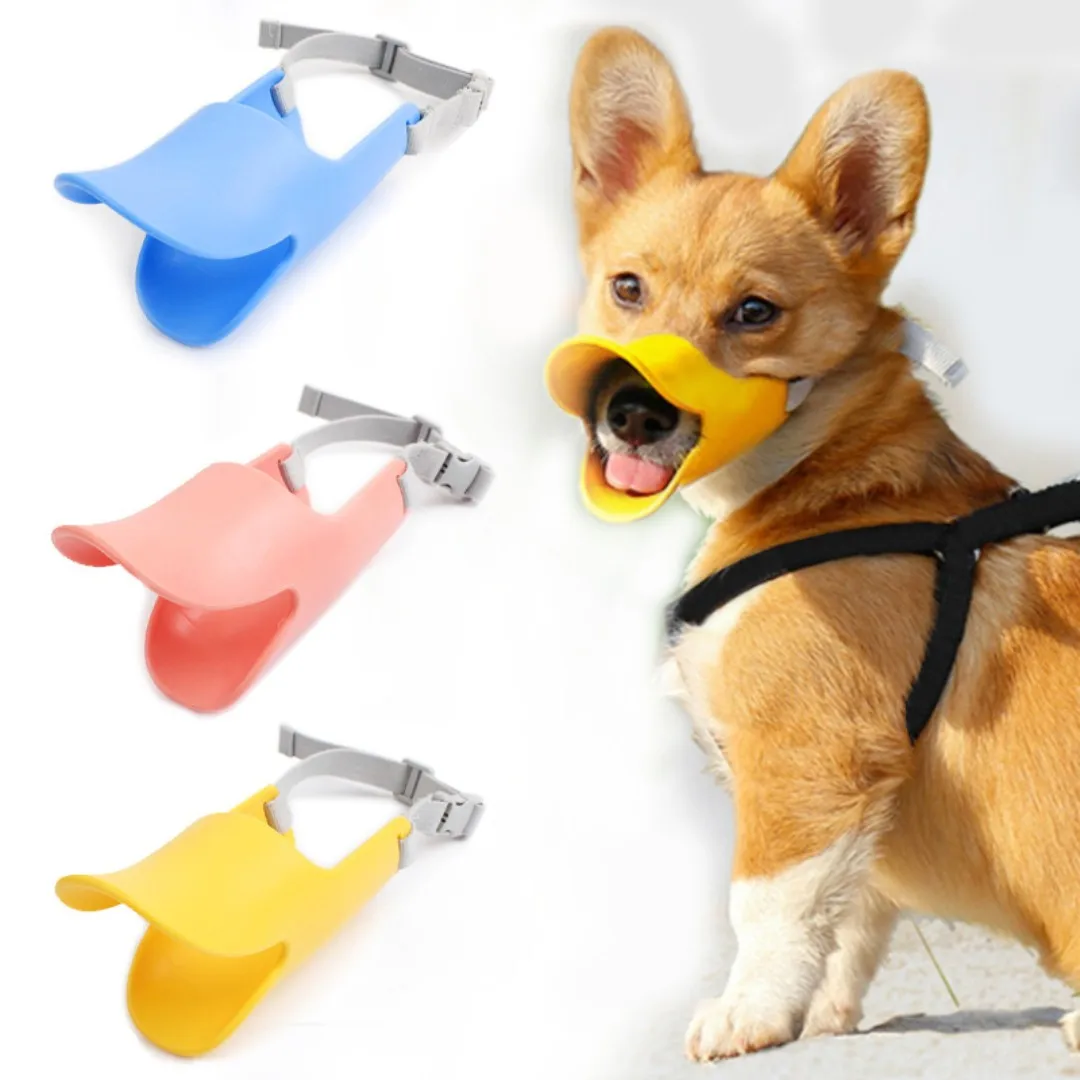 Dog Muzzle Silicone - ตะกร้อครอบปากเป็ดซิลิโคนสำหรับสัตว์เลี้ยงหน้ากากสุนัขขนาดเล็กป้องกันการกัดให้หยุดเห่าเครื่องประดับสัตว์เลี้ยงที่ครอบปากสามารถปรับได้