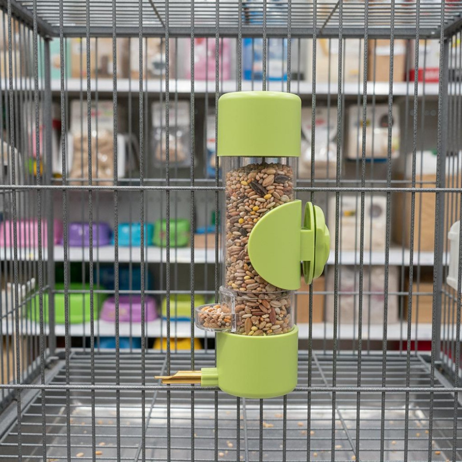 Pet Supplies Us - เครื่องป้อนเมล็ดพืชแบบแยกเมล็ด ป้องกันน้ำกระเด็น ไม่เลอะเทอะ อุปกรณ์ให้อาหารนก ใช้งานง่าย ติดตั้งสะดวก