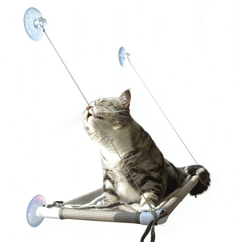 Cat Window Perch - เปลแมวติดหน้าต่างแบบดูดติดแน่น ทนทาน ระบายอากาศได้ดี สำหรับแมวในบ้าน ติดตั้งง่าย ใช้สำหรับอาบแดดและพักผ่อน