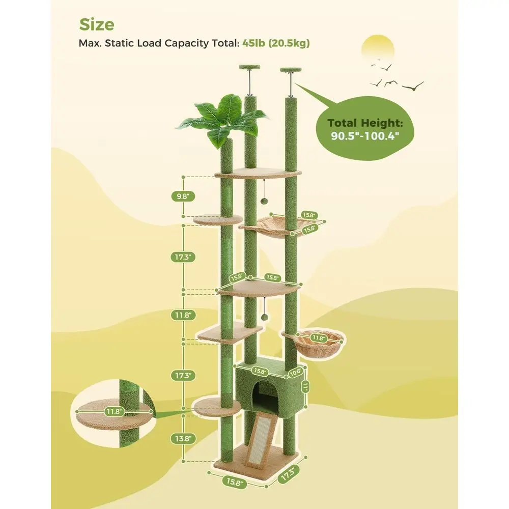 ต้นไม้แมวปรับระดับได้พร้อมคอนโ - Cat Scratching Post บทวิจารณ์และราคา