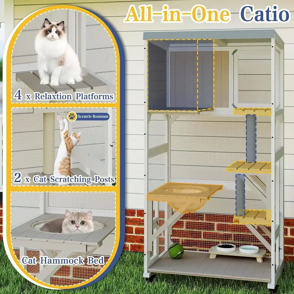 กรงแมวกลางแจ้งแบบมีล้อ พร้อมหน - Cat Scratching Post บทวิจารณ์และราคา