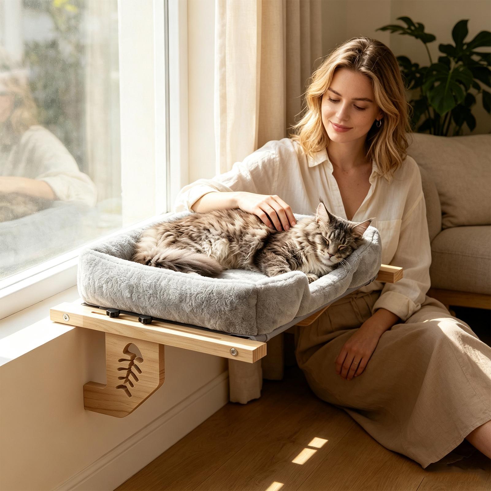 ที่นั่งแมวบนหน้าต่างพร้อมเบาะก - Cat Window Perch บทวิจารณ์และราคา