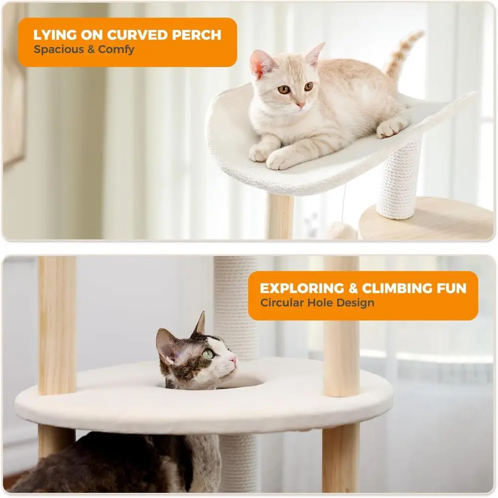 ต้นไม้แมวในร่มสีเบจ 5 ชั้น พร้ - Cat Scratching Post บทวิจารณ์และราคา