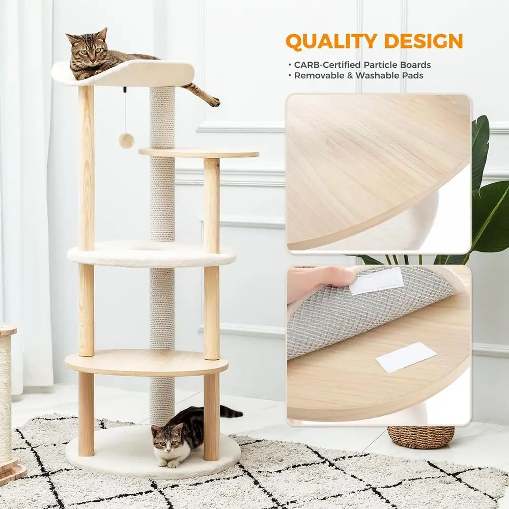 ต้นไม้แมวในร่มสีเบจ 5 ชั้น พร้ - Cat Scratching Post บทวิจารณ์และราคา
