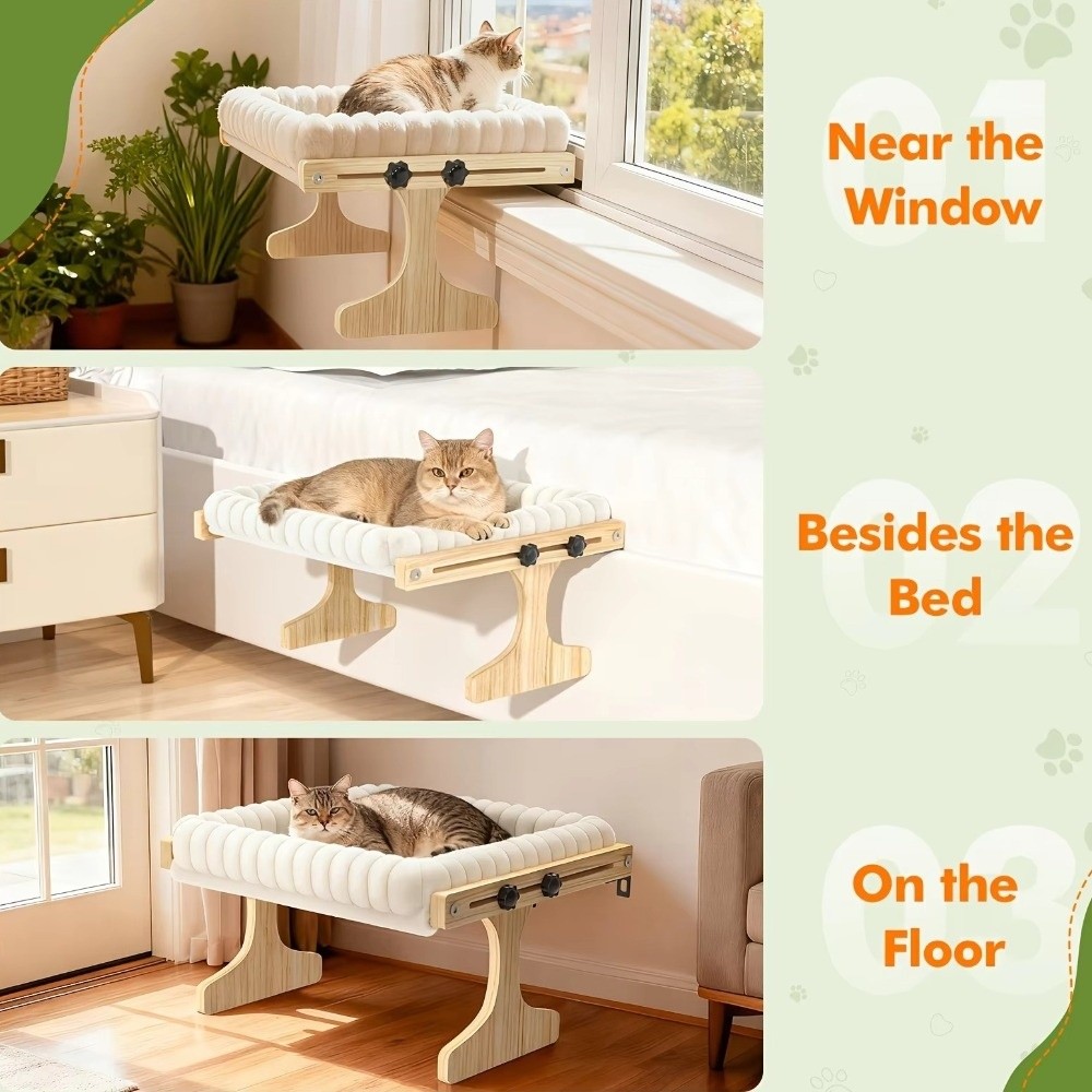 ที่นอนแมวติดหน้าต่างแบบปรับได้ - Cat Window Perch บทวิจารณ์และราคา